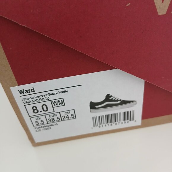 Vans Ward Women's SIze 8 Black and White Suede and Canvas Sneakers - Picture 3 of 14